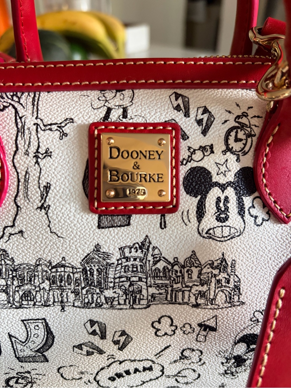 Dooney & Bourke Red Trim Disney Sketch Satchel - Picture 2 of 7